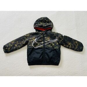 Nike Toddler/Boy's Fleece Lined Camo Hooded Water Repellent Full Zip Jacket 18M‎